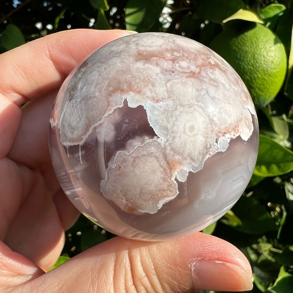 Flower Agate Sphere With Banding - Picture 4 of 10